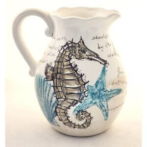 PITCHER/VASE-MAXCERA-STAMP SEAHORSE-Large Pourer-Seahorse Ocean Motif-10 Cups